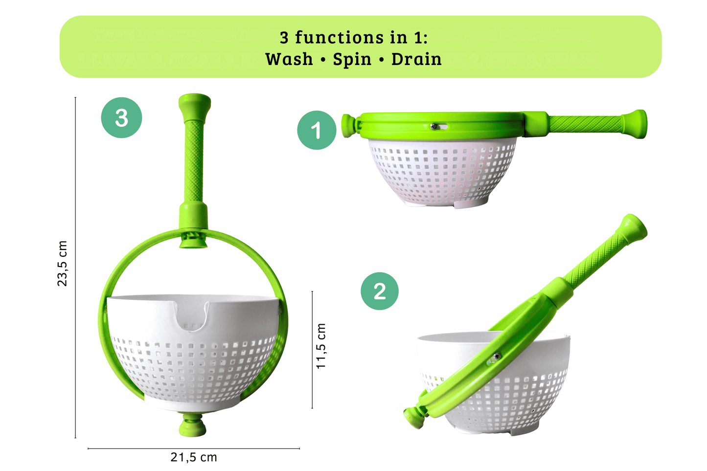 DryTwist™ – 360° Vegetable Spinner & Dryer | Washes, Spins & Drains in Seconds