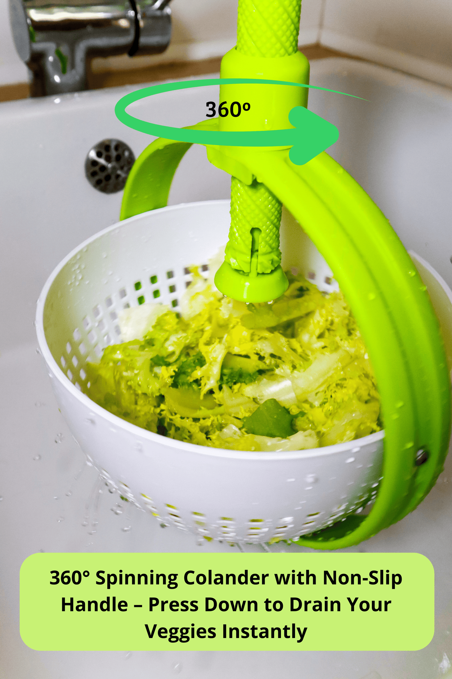DryTwist™ – 360° Vegetable Spinner & Dryer | Washes, Spins & Drains in Seconds